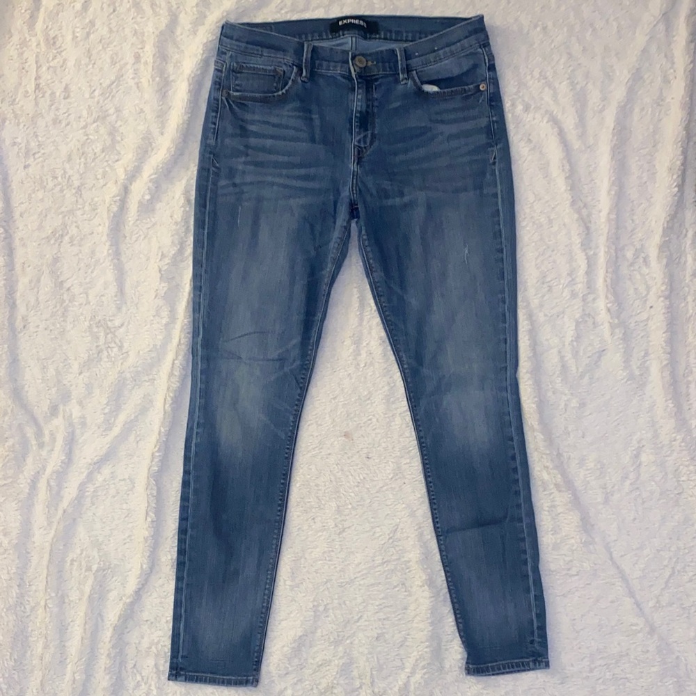 Express Women's Skinny Jeans - Dark Blue Wash